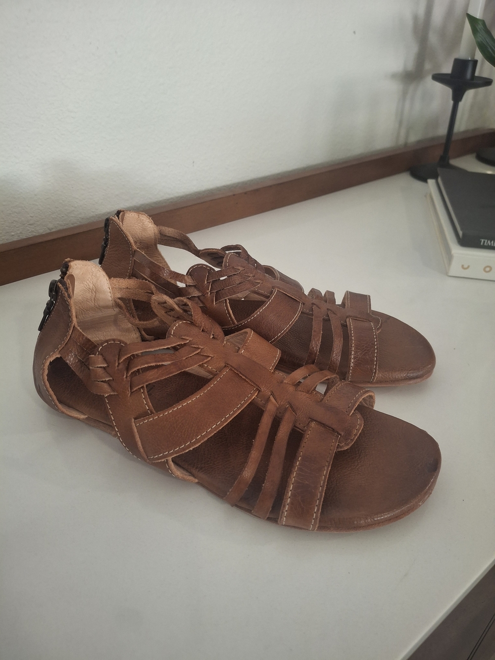 Bed Stu Brown Leather Gladiator Boho Comfort Sandals